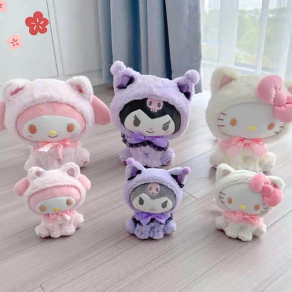 🎀COMING SOON🎀 CUTE MY MELODY SOFT KITTEN KEYCHAIN & STUFFED 2PC PLUSH SET💖 - Picture 2 of 7